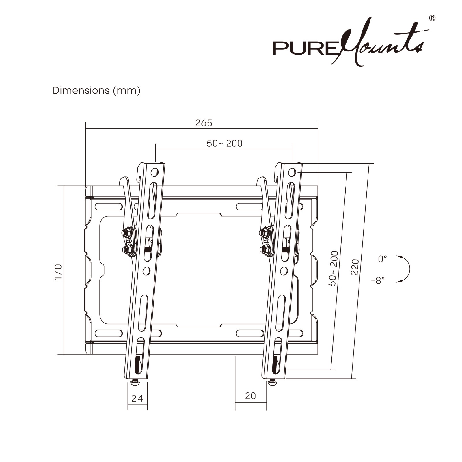 Настенное крепление для телевизора 23-43” PureMounts BT210 photo 4