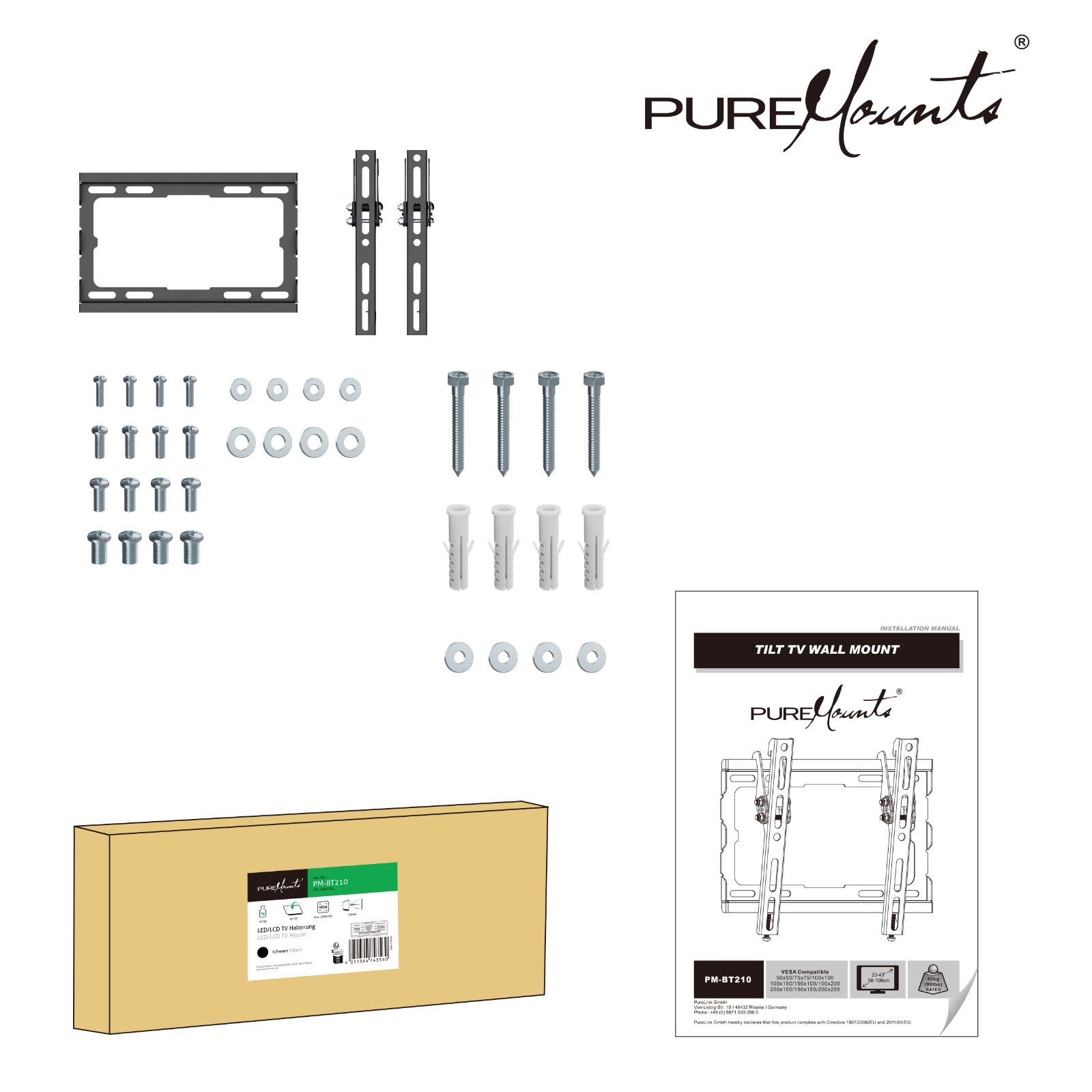 Настенное крепление для телевизора 23-43” PureMounts BT210 photo 5