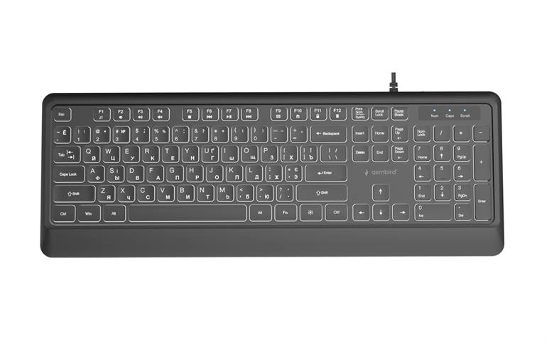 Тонкая Клавиатура Gembird KB-UML-04-CYRL/ USB A+C/ Black