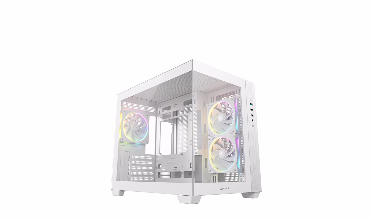 Carcasa DEEPCOOL CG330 3F WH / w/oPSU / Side panel / 3x A-RGB 120mm, 1x140mm / ATX