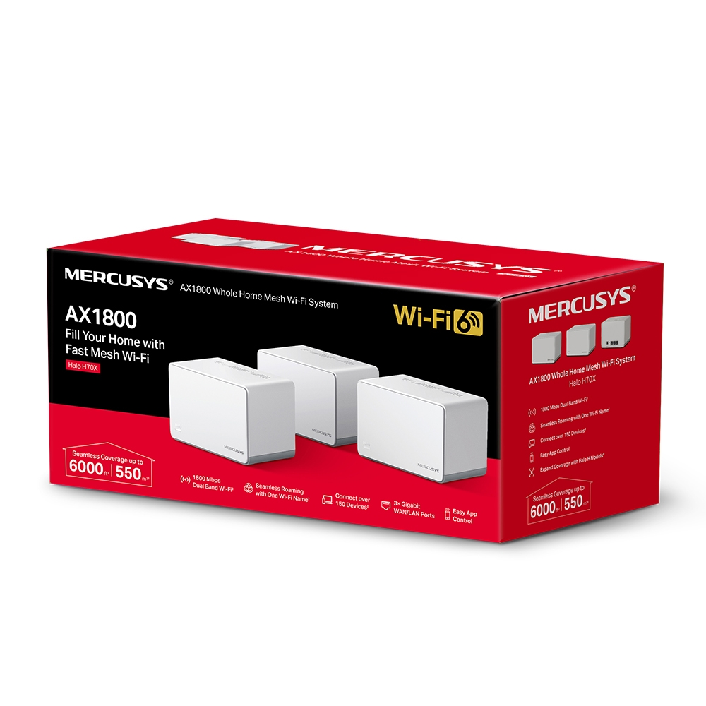 Mesh Wi-Fi система MERCUSYS Halo H70X (3-pack)  / AC1800 Dual Band / 3 x Gigabit LAN photo 3