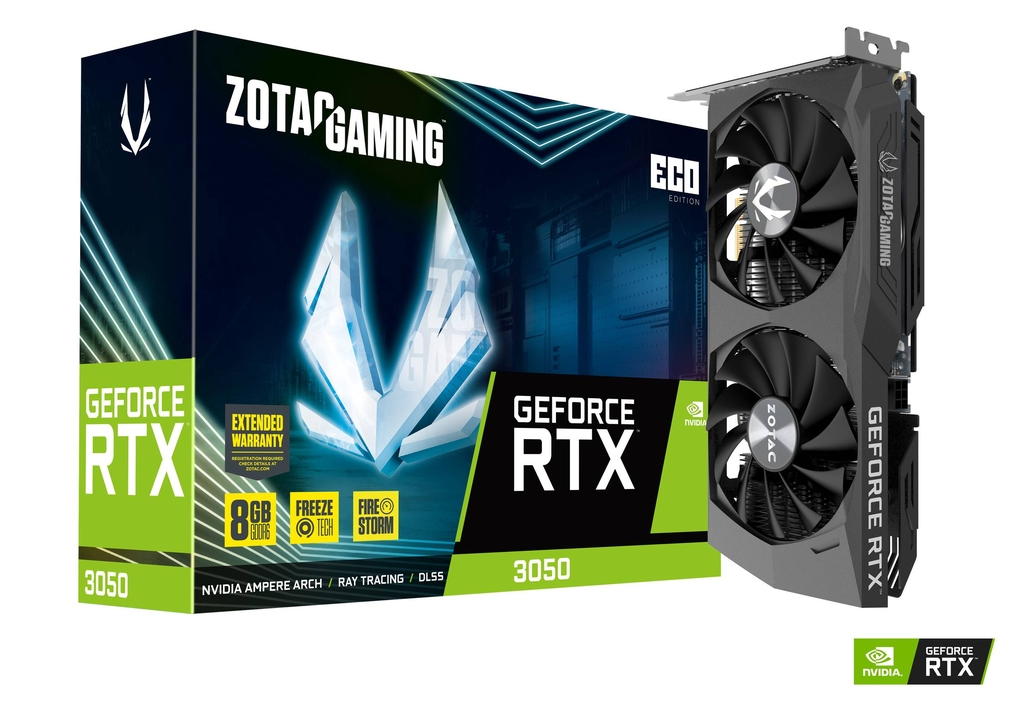 Видеокарта ZOTAC GeForce RTX 3050 ECO / 8GB / GDDR6 / 128Bit photo 1