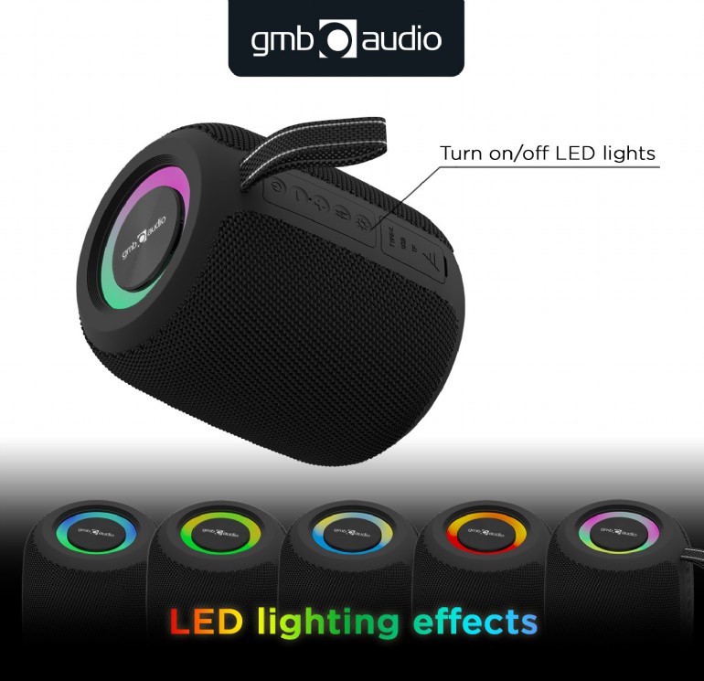 Boxa portabila Gembird SPK-BT-LED-05-BK/ 8W / Bluetooth / microSD / USB / 1200 mAh photo 5