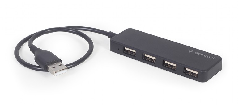 USB Hub Gembird UHB-U2P4-06 / 4 x USB 2.0 / 30 cm cable / black photo 1
