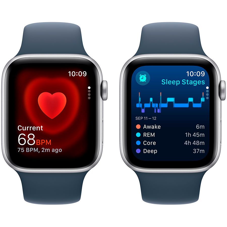 Smart watch Apple Watch SE GPS 44mm Silver Aluminium Case with Storm Blue Sport Band - M/L (MREE3QI/A) 1 GB 1.78 photo 5
