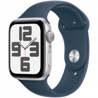 Smart watch Apple Watch SE GPS 44mm Silver Aluminium Case with Storm Blue Sport Band - M/L (MREE3QI/A) thumbnav 1