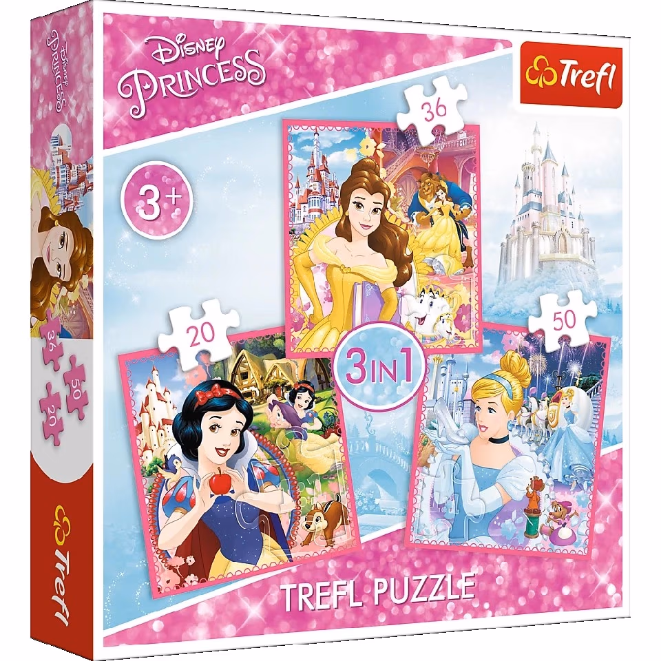 Trefl 34833 Puzzles 3In1 Disney Princess 
