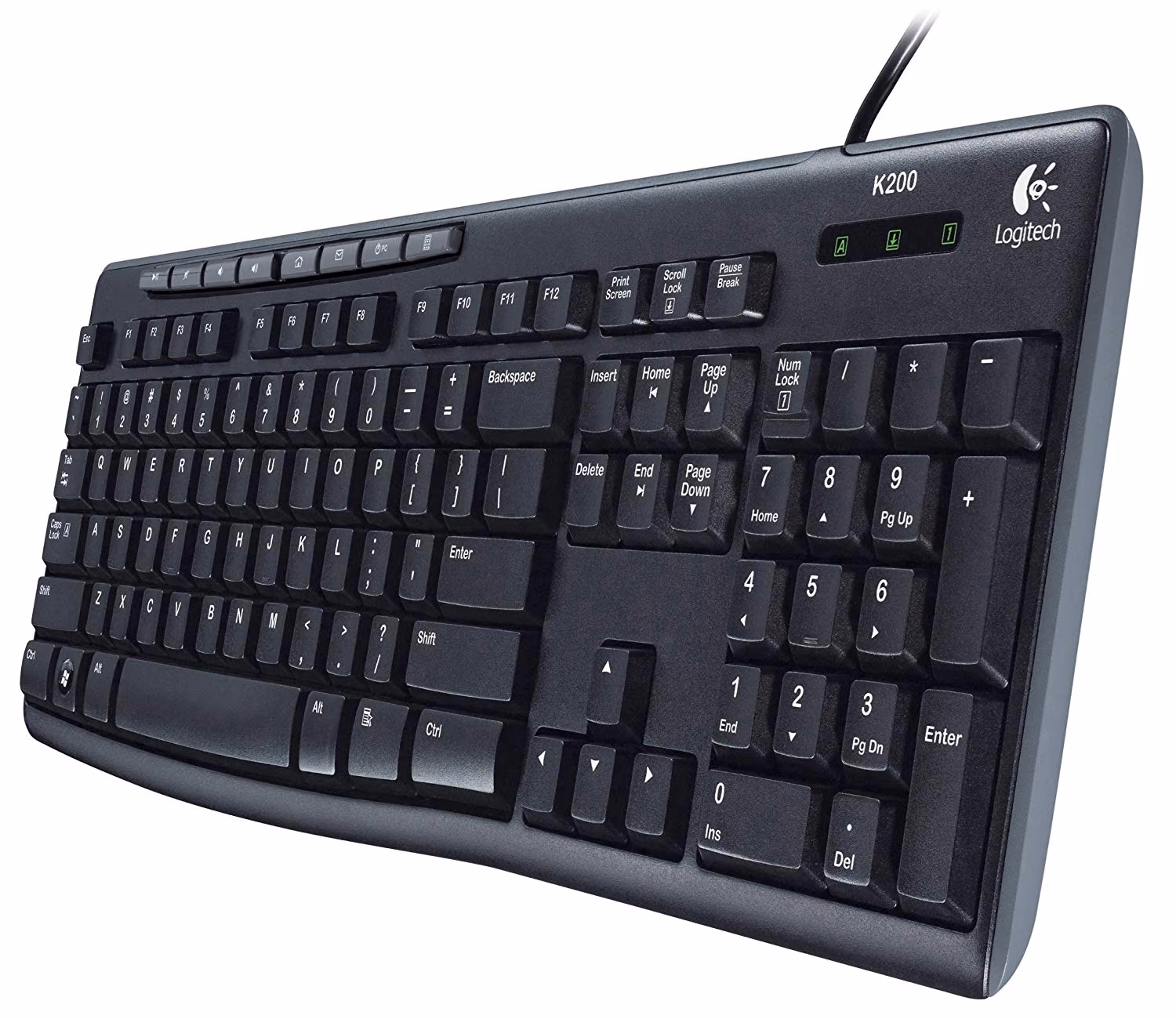 Logitech Media Keyboard K200, 8-hot keys, USB 