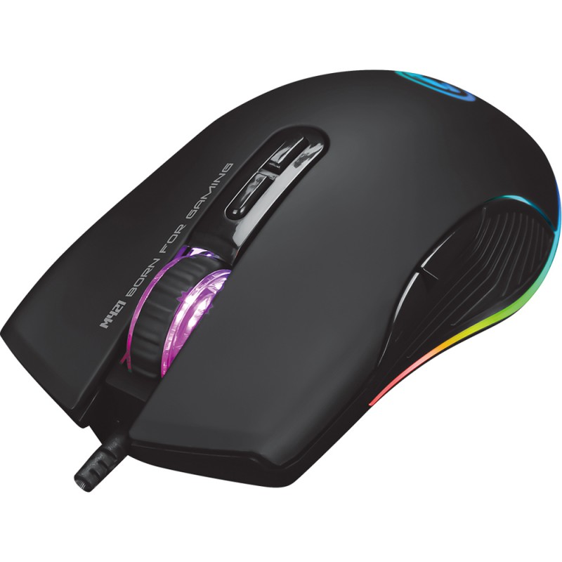 MARVO "M421", Gaming Mouse, 2400dpi adjustable, Optical sensor, 7 buttons, RGB, Laser-carving netlike design, Braided cable, USB, Black photo 1