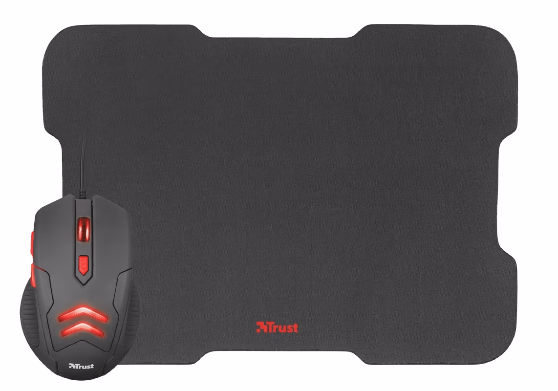 Trust Ziva Gaming Mouse + MOUSEPAD(220 x 300 mm), 1000 - 3000 dpi, 6 button,USB, Black