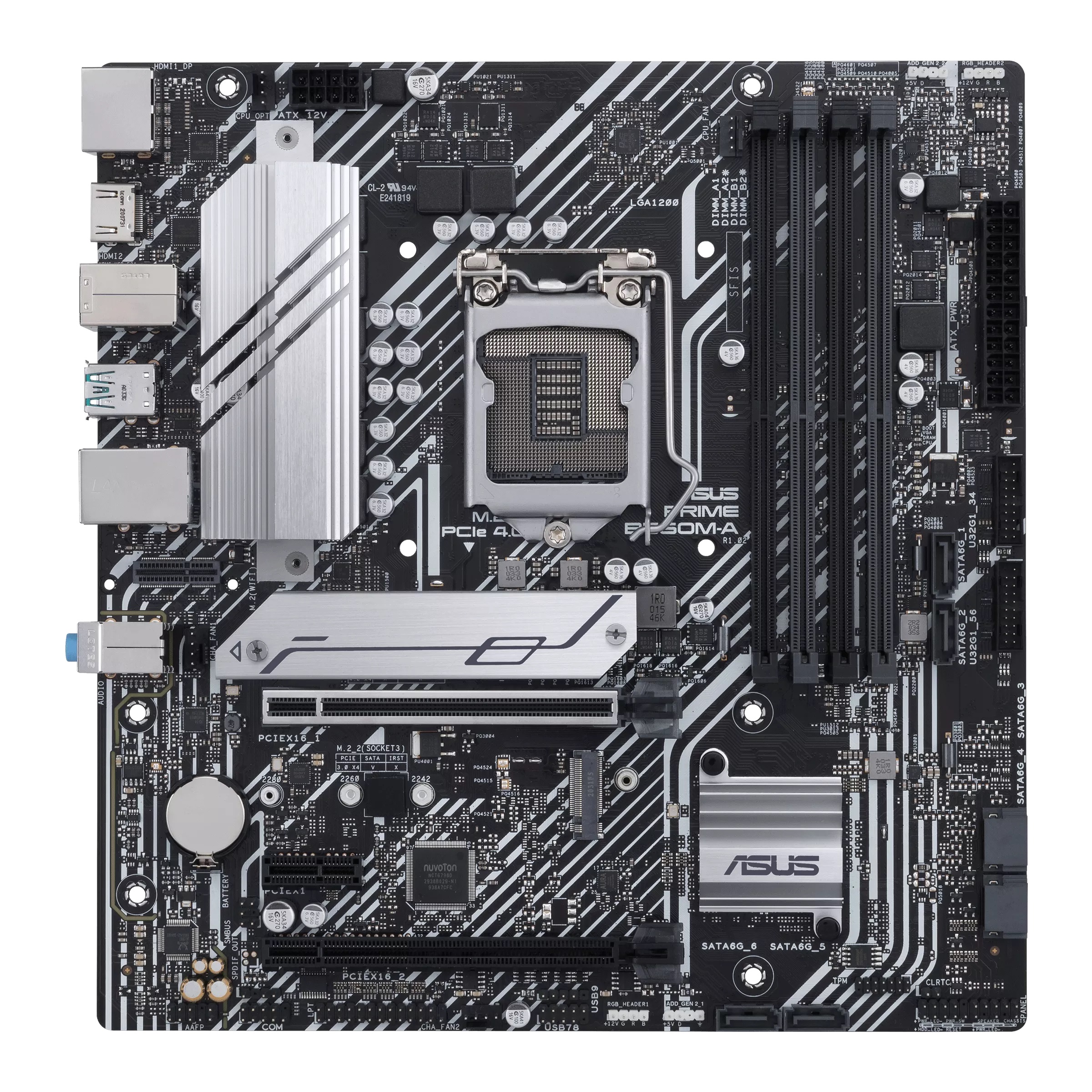 ASUS PRIME B560M-A, Socket 1200, 8 Phases, Intel® B560 (11/10th Gen CPU), Dual 4xDDR4-5000, 2xHDMI, DP, CPU Intel graphics, 2xPCIe x16 4.0, 6xSATA3, 1xPCIe x1, 2xM.2 4.0, 1xV-M.2 (E key for Wi-Fi), ALC887 HDA, 1xGbE LAN, 1xUSB-C 3.2 Gen2, 1xUSB-A 3.2 Gen2 photo 1