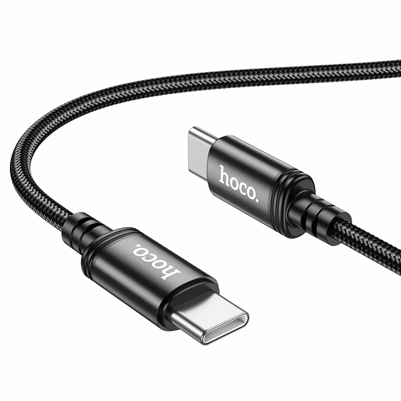 Cable  USB-C to USB-C HOCO “X89 Wind”,  1m,  Black, up to 60W (20V/3A) charging power for laptop,  Charching Data Cable, Outer material: Braided wire 