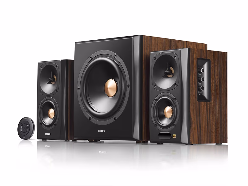Колонки 2.1 Edifier S360DB Brown / 155W RMS / Bluetooth V5.1 / RCAx2 / AUX / Optical / Coaxial / remote control 
