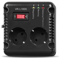 SVEN VR-L1000, 320W, Automatic Voltage Regulator, 2x Schuko outlets, Input voltage: 184-285V, Output voltage: 230V ± 10%, diod indicators on the front panel, plastic body, Black thumbnav 2