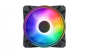 120mm Case Fan - DEEPCOOL ”CF120 PLUS-3IN1”  3x  A-RGB LED 120x120x26.5mm, 500~1800 RPM±10%, <28dBa, 52.5 CFM, Hydro Bearing, 4-Pin PWM, 3-pin(+5V-D-G), A-RGB Wire Controller, 4 Ports PWM Hub, Black thumbnav 1