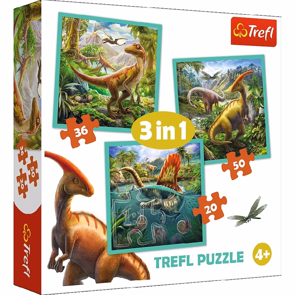 Trefl 34837 Puzzles 3In1 World Of Dinosaur 