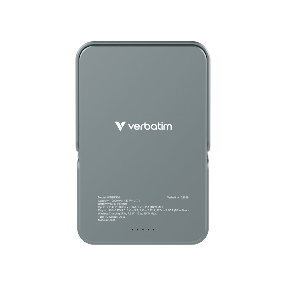 Внешний аккумулятор Verbatim Charge n Go Wireless with Stand 10000mAh Grey photo 2
