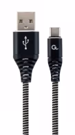 Cable USB2.0/Type-C Premium cotton braided - 2m - Cablexpert CC-USB2B-AMCM-2M-BW, Black/White, USB 2.0 A-plug to type-C plug, blister