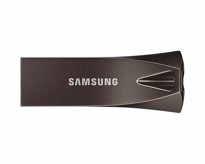256GB USB3.1 Samsung Bar Plus, Space Gray, Durable zinc alloy, Metal casing is shock / water / X-Ray resistant (Read 200 MByte/s, Write 50 MByte/s) 