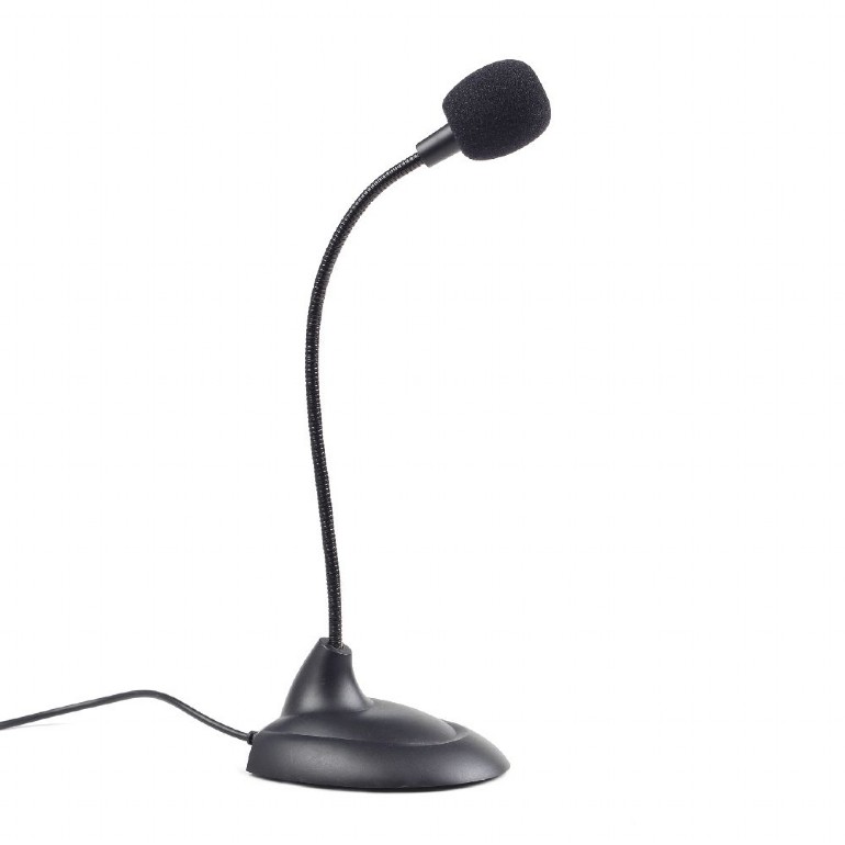 Gembird MIC-205 Desktop microphone with flexible gooseneck and practical on/off switch, Frequency: 50 Hz - 16 kHz, Sensitivity: - 54 +/- 3 db,  Voltage: 4.5 V, 3.5 mm audio plug, cable length 2 m, weight: 65 g, Black photo 1