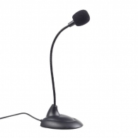 Gembird MIC-205 Desktop microphone with flexible gooseneck and practical on/off switch, Frequency: 50 Hz - 16 kHz, Sensitivity: - 54 +/- 3 db,  Voltage: 4.5 V, 3.5 mm audio plug, cable length 2 m, weight: 65 g, Black thumbnav 1