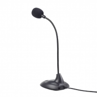 Gembird MIC-205 Desktop microphone with flexible gooseneck and practical on/off switch, Frequency: 50 Hz - 16 kHz, Sensitivity: - 54 +/- 3 db,  Voltage: 4.5 V, 3.5 mm audio plug, cable length 2 m, weight: 65 g, Black thumbnav 3
