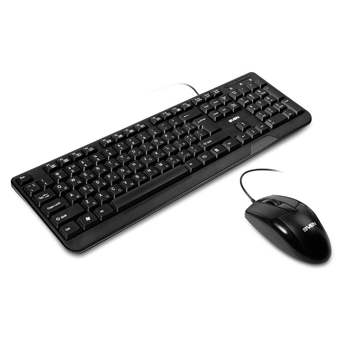 SVEN KB-S330C, Keyboard 12Fn-keys + Mouse (Optical 1000 dpi, 2+1(scroll wheel)), Waterproof design, Classic fullsize layout, USB, Black, Rus/Ukr/Eng photo 2