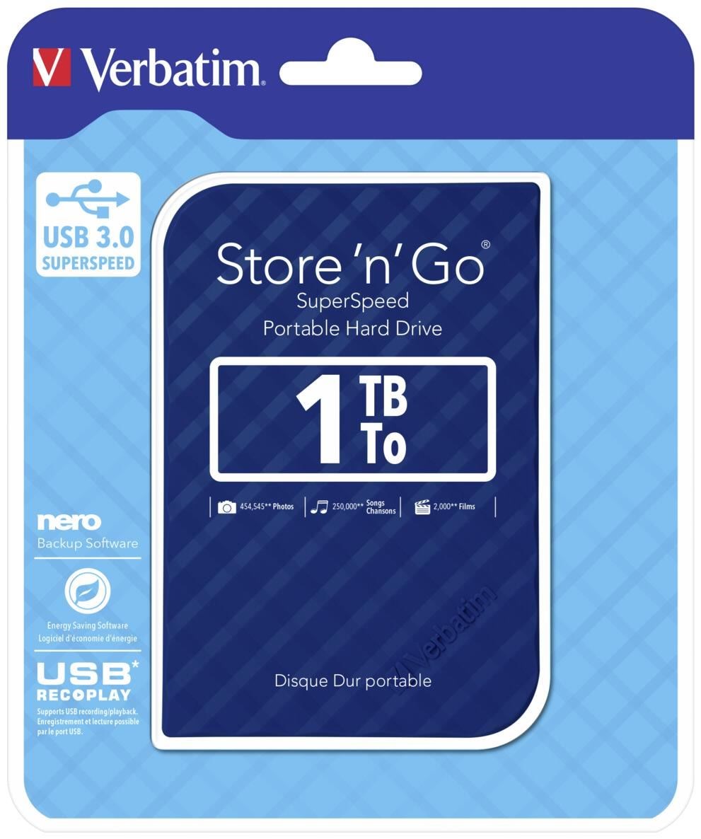 2.5” Внешний HDD Verbatim ”Store 'n' Go” / USB3.0 / 1.0TB / Blue photo 2