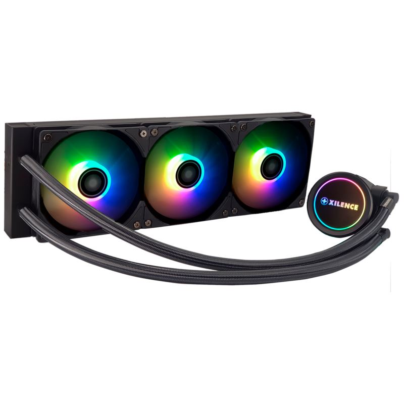 XILENCE Liquid Cooler (XC980) ”LiQuRizer 360 ARGB” Performance A+ Socket LGA Intel: 1700/2066 /2011/1151/115x/1200 & AMD: AM4/ AM5, up to 400W, 3x A-RGB PWM TF120 fans:120x120x25mm, PWM fans: 700-1800rpm 18.0-32.2 dBA, 70CFM, pump: 2100, Pump Head w /ARGB photo 1