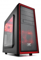 DEEPCOOL "TESSERACT SW-RD" ATX Case, with Bigger Side-Window, without PSU, Massive metal mesh, Tool-less, 1x 120mm front Red LED fan, 1x 120mm rear Red LED fan, up to 3x 2.5" HDD/SSD, Bottom loaded PSU, 1xUSB3.0, 1xUSB2.0 /Audio, Black/Red thumbnav 1