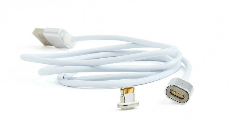 Cable 8-pin 1m - CC-USB2-AMLMM-1M, Magnetic USB 2.0 to 8-pin male connector cable, silver, 1 m