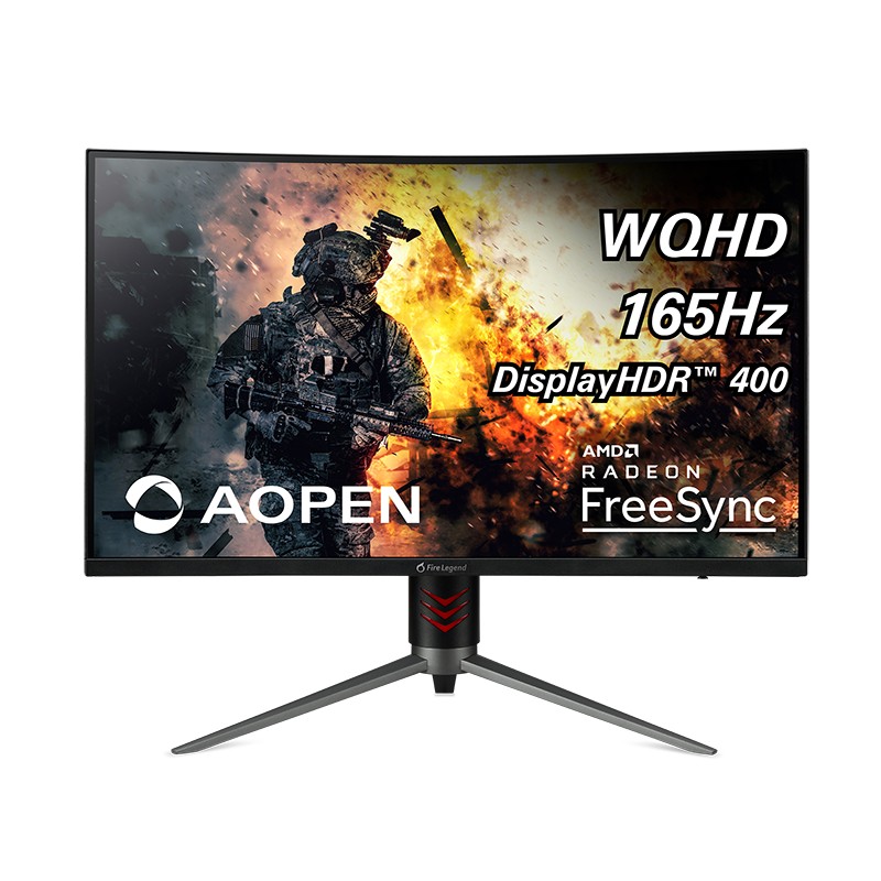 31.5" AOPEN (by ACER) VA LED 32HC2QURP Curved Black (4ms, 3000:1, 400cd, 2560x1440, up to 165Hz Refresh Rate, 178°/178°, 2 x HDMI2.0, DisplayPort, Curvature 1500R, Audio Line-out, VESA) [UM.JW2EE.P01] photo 1