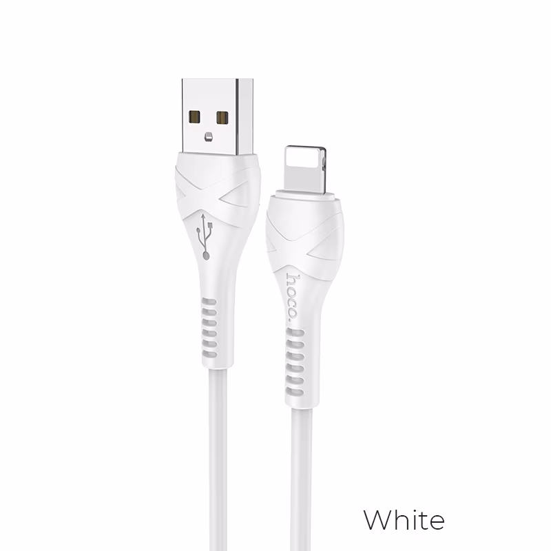 Cable  USB to Lightning HOCO “X37 Cool power”,  1m,  White, up to 2.4A, Charching Data Cable, Outer material: PVC 