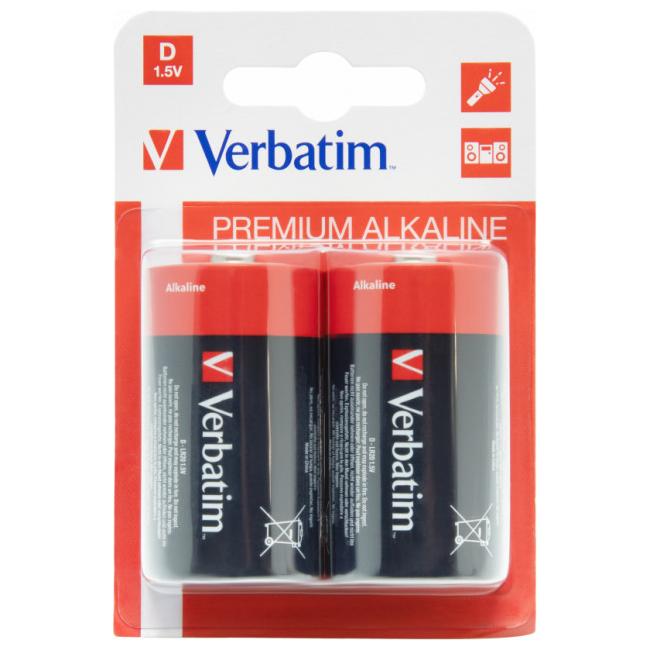 Verbatim Alcaline Battery  D, 2pcs, Blister pack photo 1