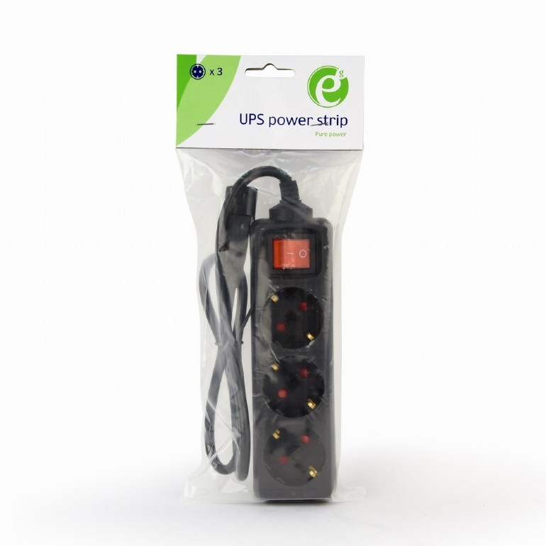 Surge Protector Pentru UPS Gembird EG-PSU3-01 / 3 Schuko sockets / 0.6 m / Black photo 3