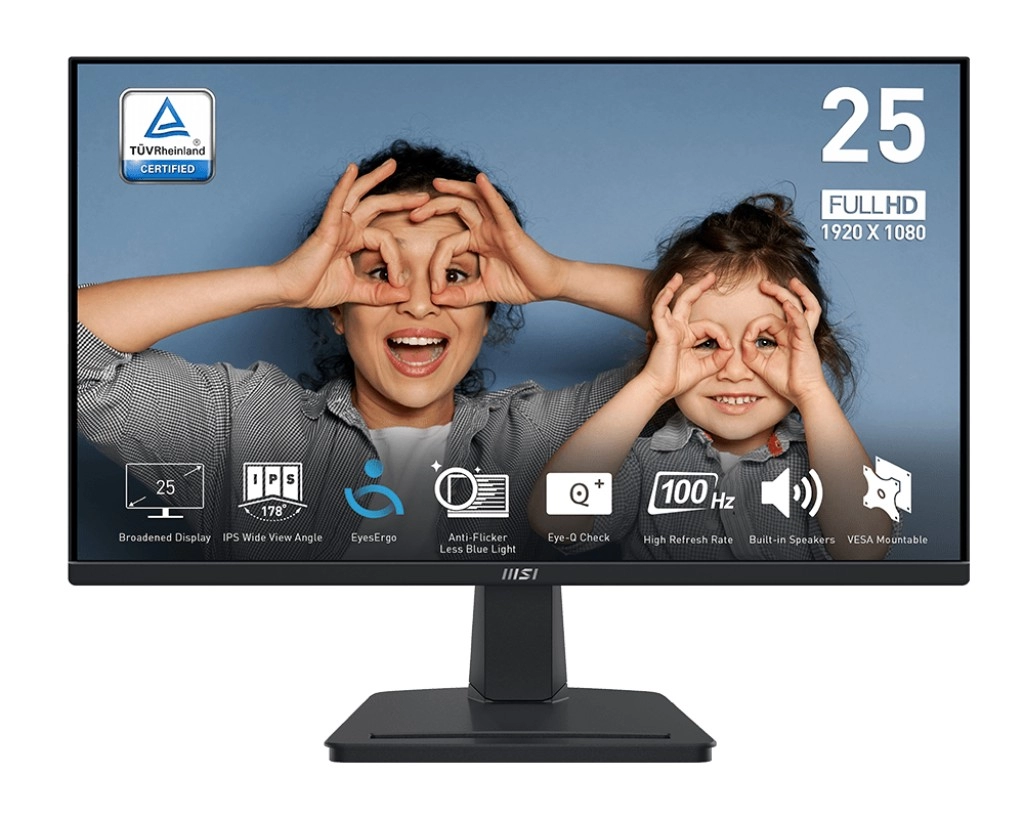 24.5” Monitor MSI PRO MP251/ 1ms/ 100Hz/ Black