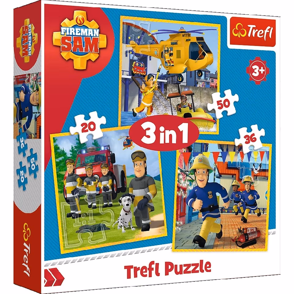 Trefl 34844 Puzzles 3In1 Fireman Sam In Action 