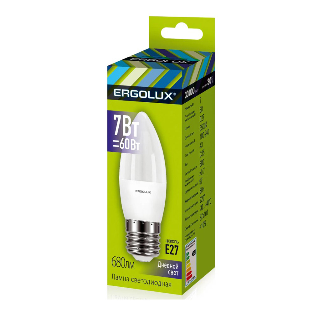 Bec LED Ergolux LED-C35-7W-E27-6K photo 4