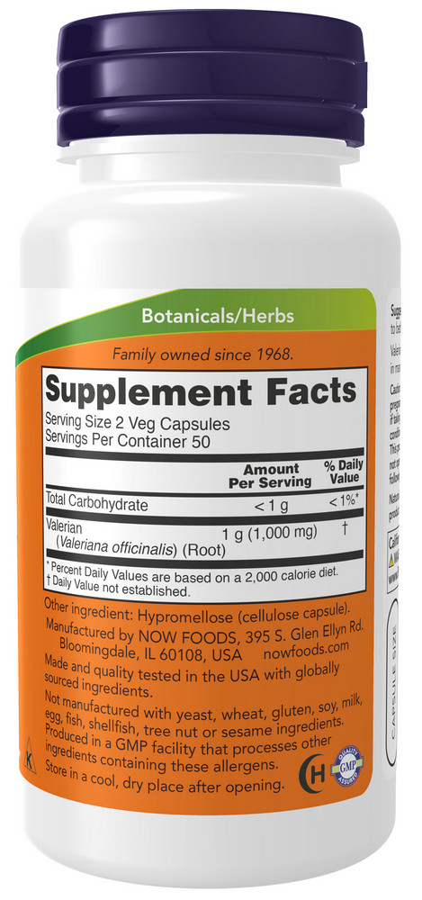 Витамины Now Foods VALERIAN ROOT 500mg  100 VCAPS photo 3