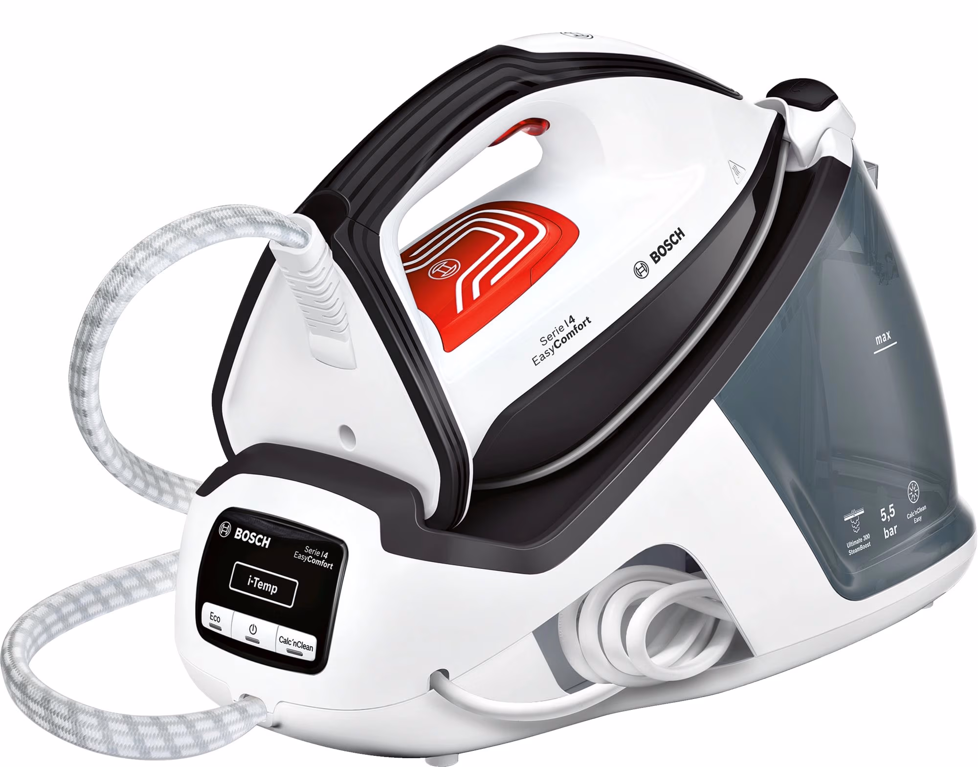 Утюг с парогенератором Bosch TDS 4070, 2400 Вт, 180 г/мин и более г/мин, 1400 мл, Белый/Серый