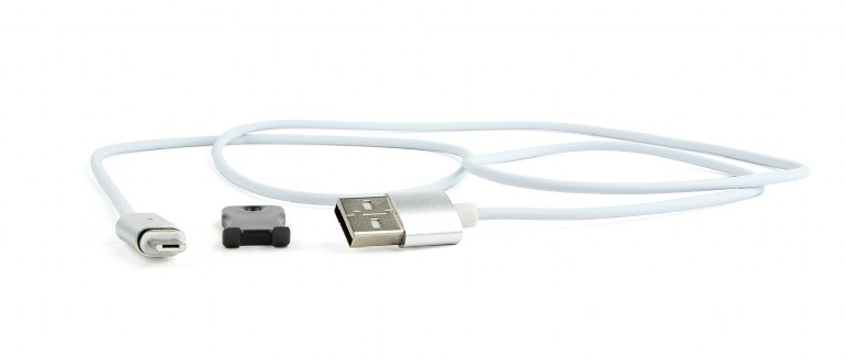 Cable Micro USB 1m - CC-USB2-AMmUMM-1M, Magnetic Micro USB cable, silver, 1 m photo 1