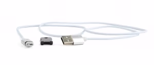 Cable Micro USB 1m - CC-USB2-AMmUMM-1M, Magnetic Micro USB cable, silver, 1 m