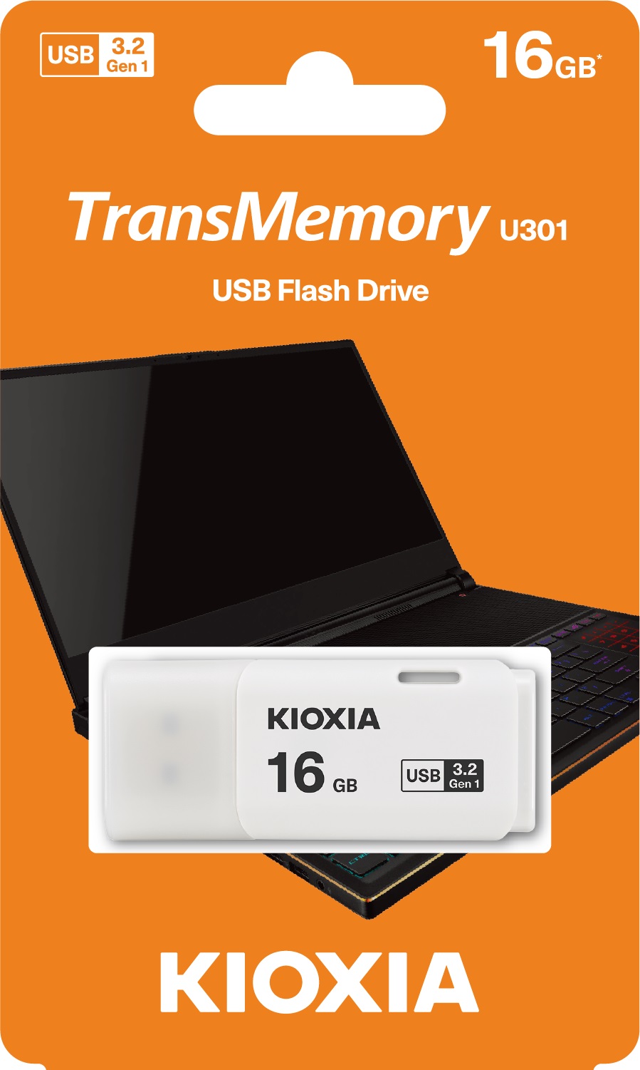 16GB USB3.2 Kioxia (Toshiba) TransMemory U301 White, Plastic, Small design (Read 70 MByte/s, Write 20 MByte/s) photo 2