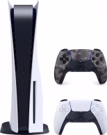 Game Console Sony PlayStation 5 (Disc), 825GB, White; Japanese Version, 1 x Gamepad White (Dualsense) + 1 Gamepad Grey Camo (Dualsense)