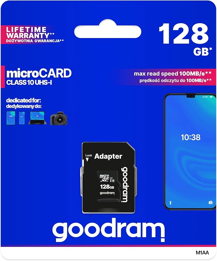 Card de memorie microSD Goodram M1AA / 90MBps/ 256GB+ SD adapter