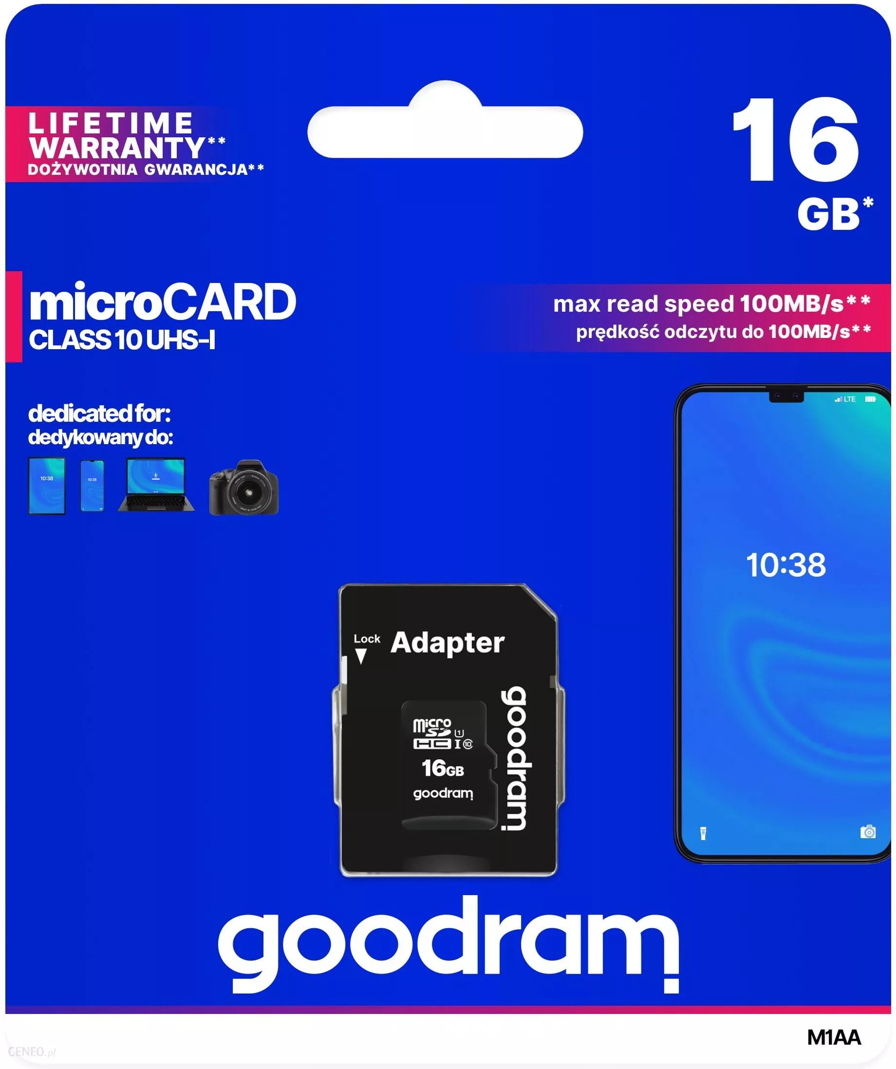Карта памяти microSD Goodram M1AA / 90MBps/ 16GB+ SD adapter photo 2