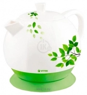 Чайник электрический Vitek VT-1171, 1.3 л, 2000 Вт, Белый/Зеленый