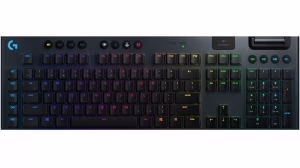 Logitech Gaming Mechanical Keyboard G915 LIGHTSYNC RGB, Low Profile, 5 Dedicated G-Keys, 22 Lighting Profiles, LIGHTSPEED Wireless, Bluetooth, USB, Black- RUS