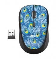 Trust Yvi Peacock Wireless Mouse, 8m 2.4GHz, Micro receiver, 800-1600 dpi, 4 button, Rubber sides for comfort and grip, USB thumbnav 1