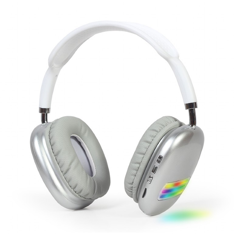 Gembird BHP-LED-02-W,  Bluetooth Stereo Headphones with built-in Microphone,  Bluetooth v.5, Operation distance: up to 10 m in the open air, 400 mAh Li-ion battery, multifunction button, white photo 1
